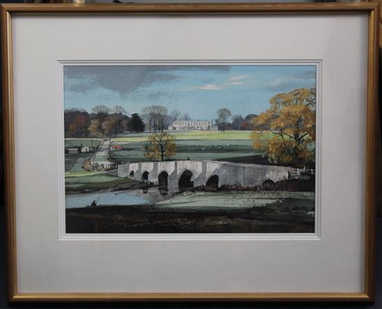 § Rowland Hilder (1905-1993) Across the Medway at Teston, Kent, 13.75 x 20.5in.